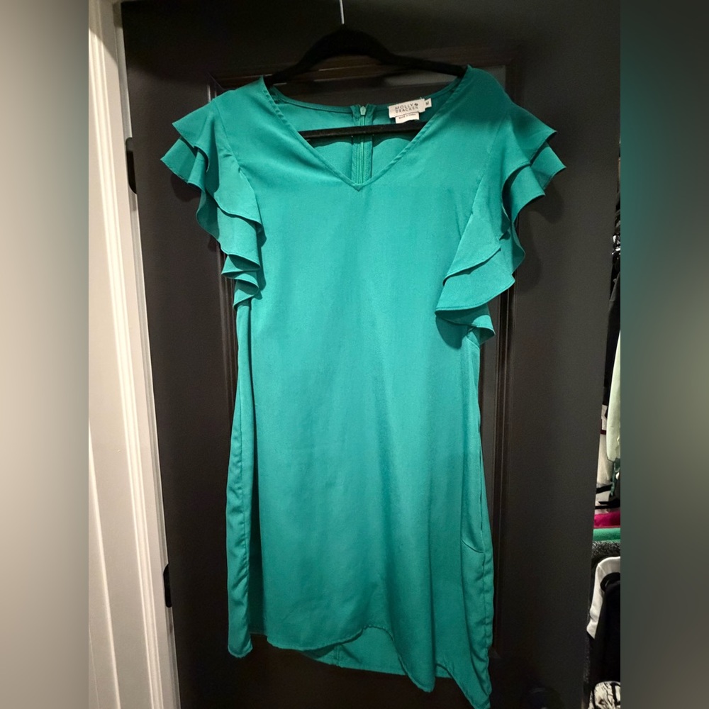 Green Ruffle Sleeve Dress